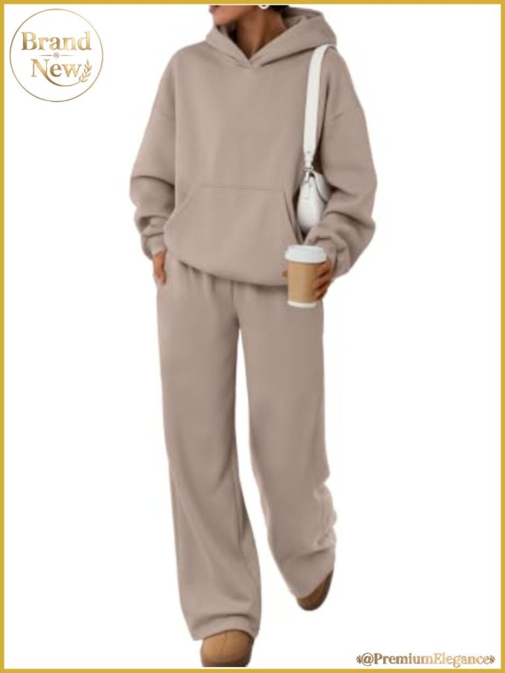 Oversized Hoodie Wide Leg Pants 2-Piece Lounge Set Cotton Fleece Sweatsuit
